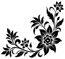  floral design, stylized flower design with leaf and decorative accents. abstract floral ornament, corner, petal patterns, ideal for use in decorative prints, wallpaper, mandala, digital art, template