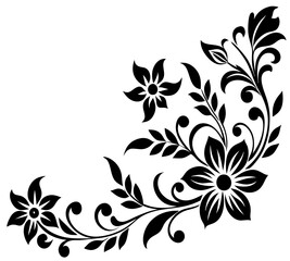  floral design, stylized flower design with leaf and decorative accents. abstract floral ornament, corner, petal patterns, ideal for use in decorative prints, wallpaper, mandala, digital art, template