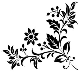 Obraz premium floral design, stylized flower design with leaf and decorative accents. abstract floral ornament, corner, petal patterns, ideal for use in decorative prints, wallpaper, mandala, digital art, template