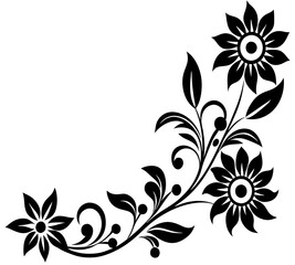  floral design, stylized flower design with leaf and decorative accents. abstract floral ornament, corner, petal patterns, ideal for use in decorative prints, wallpaper, mandala, digital art, template