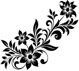  floral design, stylized flower design with leaf and decorative accents. abstract floral ornament, corner, petal patterns, ideal for use in decorative prints, wallpaper, mandala, digital art, template