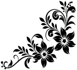 Obraz premium floral design, stylized flower design with leaf and decorative accents. abstract floral ornament, corner, petal patterns, ideal for use in decorative prints, wallpaper, mandala, digital art, template