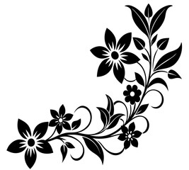  floral design, stylized flower design with leaf and decorative accents. abstract floral ornament, corner, petal patterns, ideal for use in decorative prints, wallpaper, mandala, digital art, template