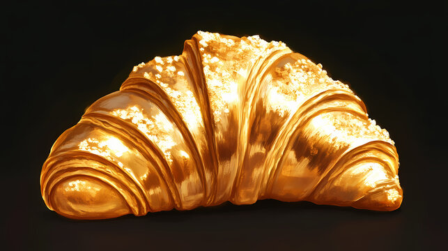 Golden croissant delight a culinary masterpiece. Goldenleaf. Illustration