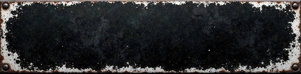 White metal abstract on black distressed grunge Vintage border, textured background , steel, backdrop