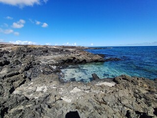 north, beach, beautiful sky, blue sky, lanzarote, lanzarote views, landscape, atlantic ocean, holiday canary islands, volcano, playa de la pequena
