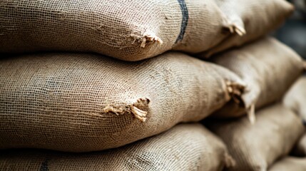 Stacked Burlap Sacks: A Rustic Texture Study