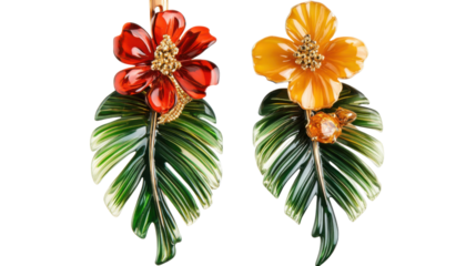 Palm leaf earrings transparent background