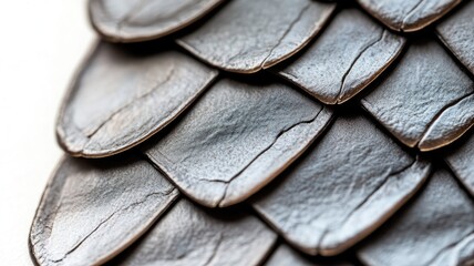 Close-up of textured black scales with detailed grooves