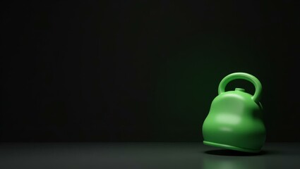 Coral pink dumbbell on right. Green kettlebell fitness equipment worko