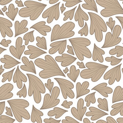 Abstract leaves, simple illustration, white background. Seamless floral pattern-582.