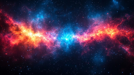 Naklejka premium A stunning view of galaxies and star constellations in deep space showcasing the vastness of the cosmos, a high-definition abstract background with bright light tones and blurred space on the side