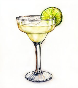margarita cocktail with lime slice clip art preview