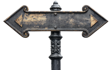 Vintage Directional Sign with Blank Space for Text Isolated on transparent background