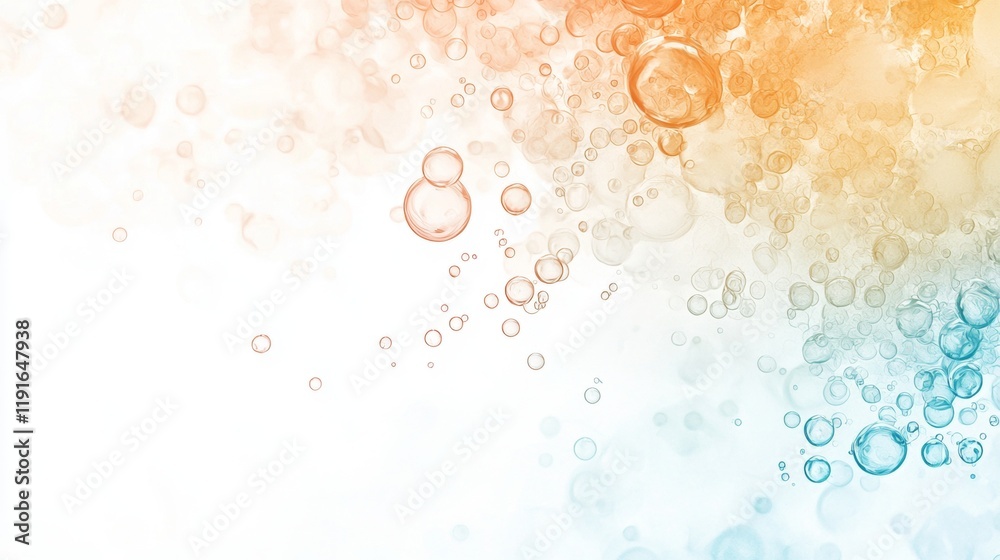 Poster assortment of colorful bubbles floating upwards, creating a beautiful abstract background design wit