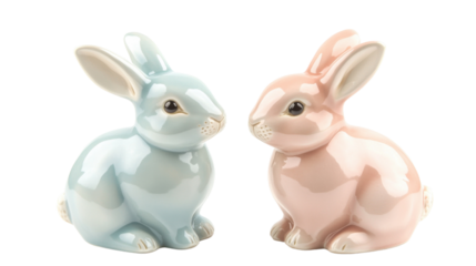 Ceramic bunny pair transparent background