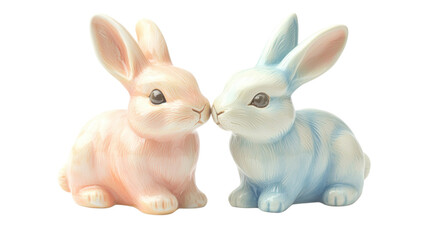Obraz premium Ceramic bunny pair transparent background