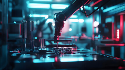 A Futuristic Robotic Arm Assembling Complex Parts in a State-of-the-Art Factory Environment