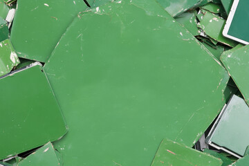 A pile of green glass pieces