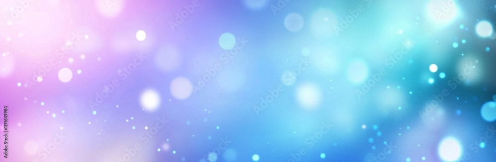 Poster soft glowing particles floating on a defocused gradient background with bokeh effect, blending pink,