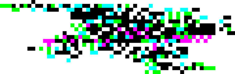 Fototapeta premium Pixelated abstract background featuring vibrant colors and a striking glitch effect, perfect for enhancing technology, video game, or cyberpunk themed projects with a modern touch