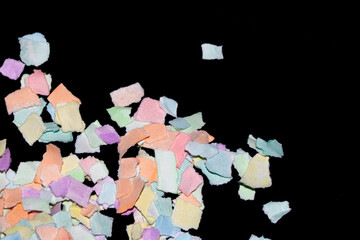 Fototapeta premium Torn Paper Layers Confetti Colour Delicate Abstract Gentle Texture Black Background