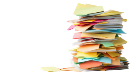 Pile of documents and papers transparent background