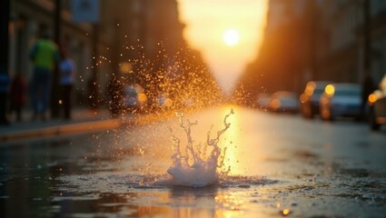Chilled breeze felt after getting wet pleasant side-effect of evening calm, Professional stock photo, AI generated photograph
