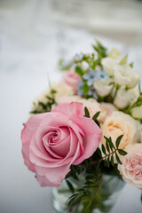 Rose bouquet decoration made for wedding outdoor, floral work