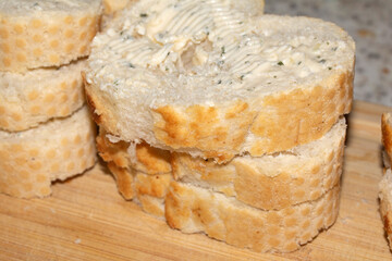 Close Up of Fresh Baked Golden Bread Crusty Tiger Baguette Sliced Cut  Roll
