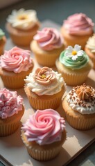 Pastel Icing Cupcakes for Dessert