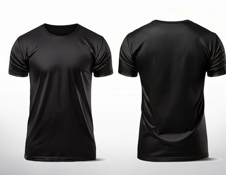mockup schwarzes t shirt von vorne und hinten auf weissem hintergrund ideal um eigene motive auf das shirt in schwarz zu platzieren