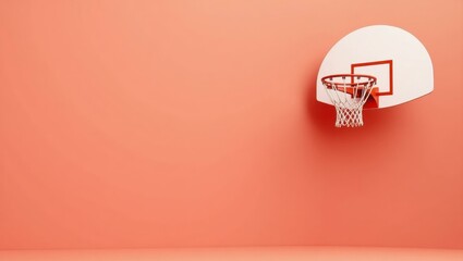 Plum basketball hoop on right. White basketball hoop orange wall minim