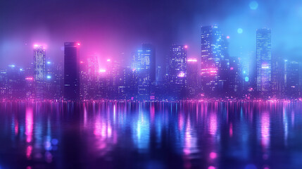 Fototapeta premium Hyperrealistic minimalistic shiny modern skyscrapers in a futuristic financial district with reflections, architectural blue background, bright light tone, graphic perspective, ideal for corporate bro