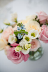 Rose bouquet decoration made for wedding outdoor, floral work