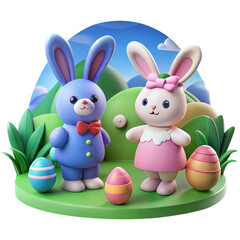 Obraz premium 3D PNG Easter-themed illustration