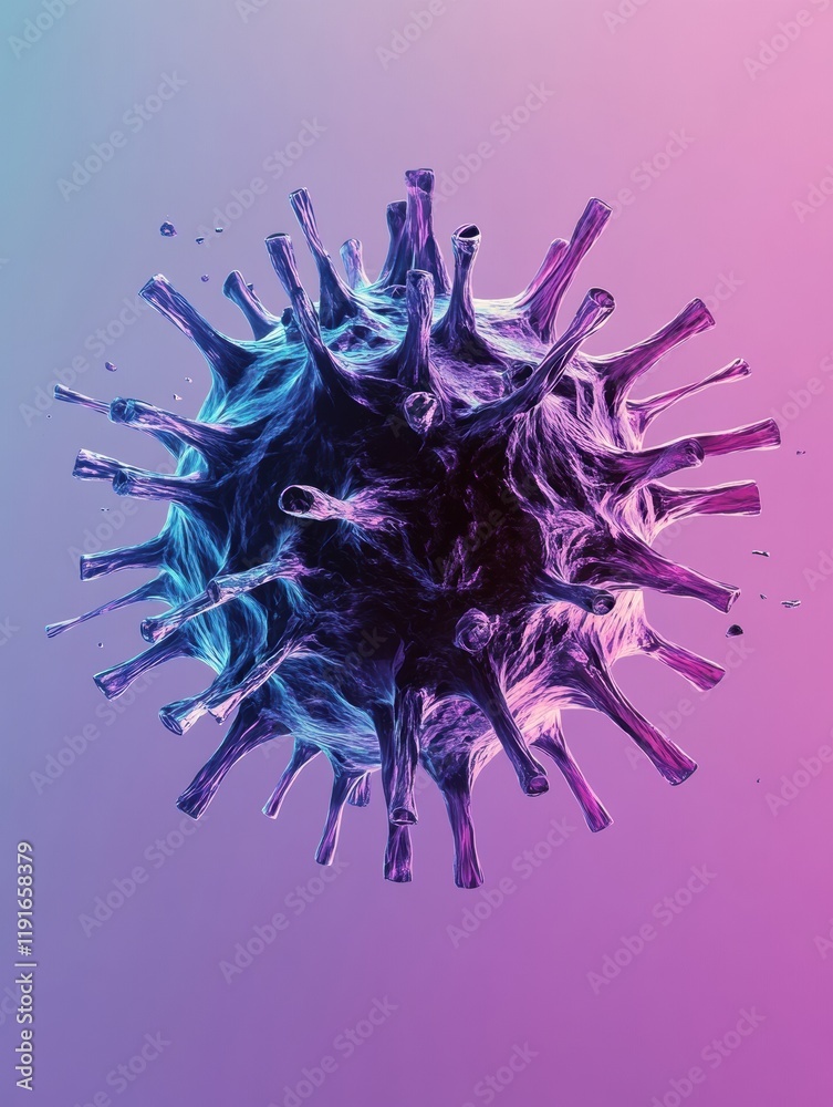 Fototapete vibrant, minimalistic virus graphic with unique features on a smooth gradient background. created by