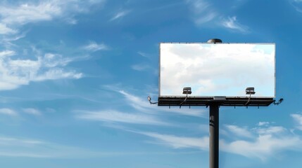 Blank billboard standing against a blue sky