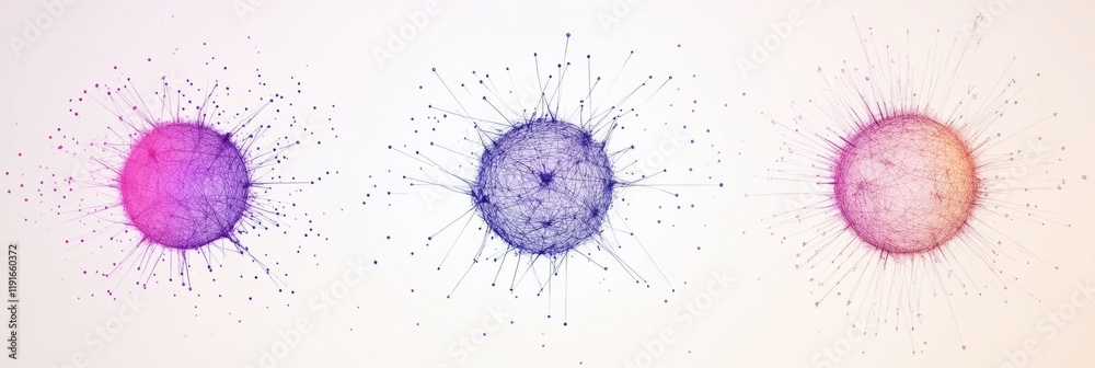 Fototapete graphical representation of minimalist virus design showcasing vibrant colors and intricate network 