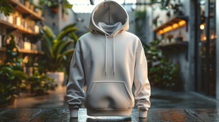 Blank white hooded sweatshirt mockup