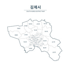 Fototapeta premium Gimje map. Map of South Korea with Major Cities, Clean Line Design on White Background. 