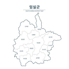Fototapeta premium Imsil map. Map of South Korea with Major Cities, Clean Line Design on White Background. 