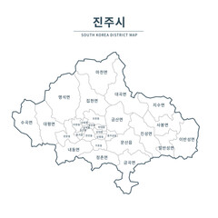 Jeonju map. Map of South Korea with Major Cities, Clean Line Design on White Background.
