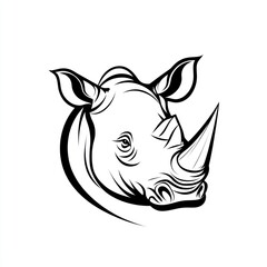 Rhino head illustration, wildlife, African savanna, nature background, logo design