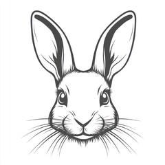 Fototapeta premium Rabbit head portrait, simple line art, white background, Easter design