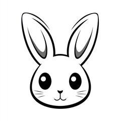 Obraz premium Cute bunny rabbit face, simple drawing, white background, children's book illustration (1)