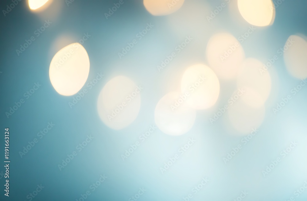 Wall mural abstract blurred light blue background with bokeh lights and copy space for text white and gray colo