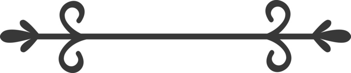 Classic elegant horizontal divider with swirls and flourishes is extending between two floral elements, creating a sense of refined continuity and separation