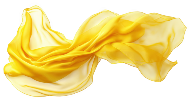 flowing piece of yellow fabric. showcasing its delicate texture and vibrant color the fabric appears to be lightweight and airy. suggesting potential uses in fashion. decoration. or art its graceful m