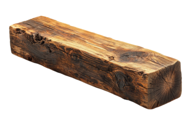 Rustic wooden log with natural texture and patterns Isolated on transparent background